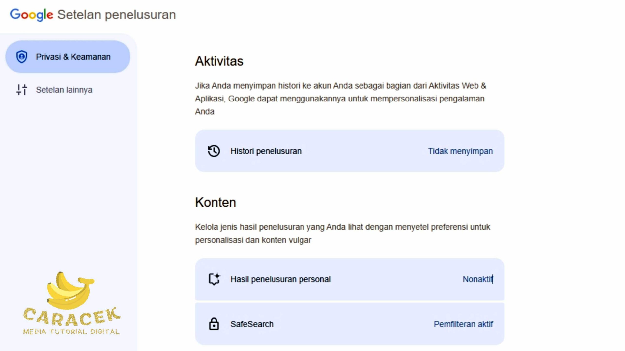 Cara Mematikan Safe Search